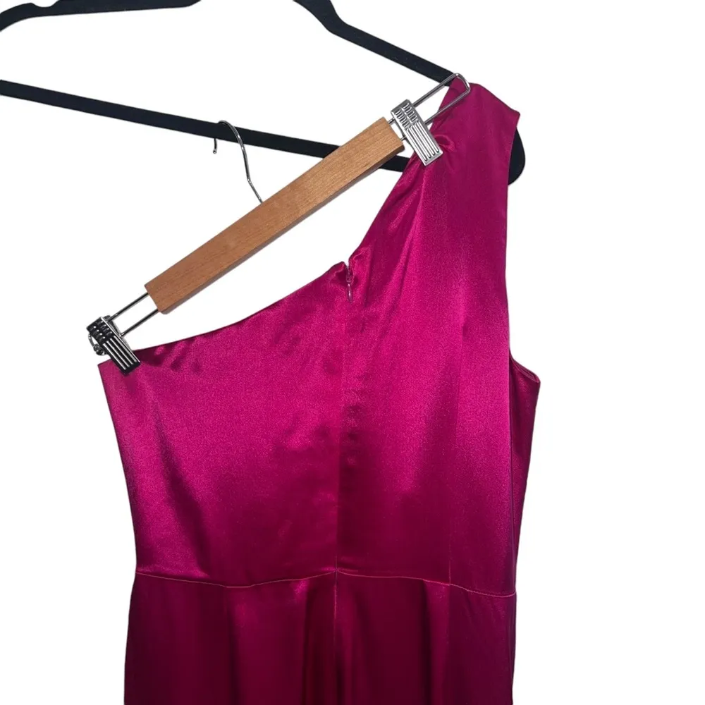 Preston One Shoulder Maxi Gown In Raspberry - Image 7
