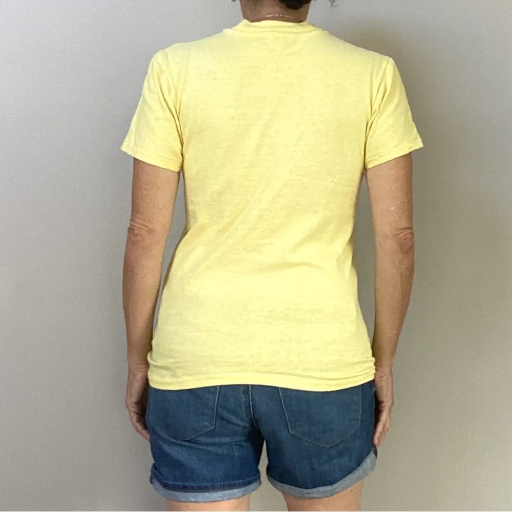 Vintage 80s Stedman Send More Zonies, the last were delicious shark attack shirt Yellow - Image 4