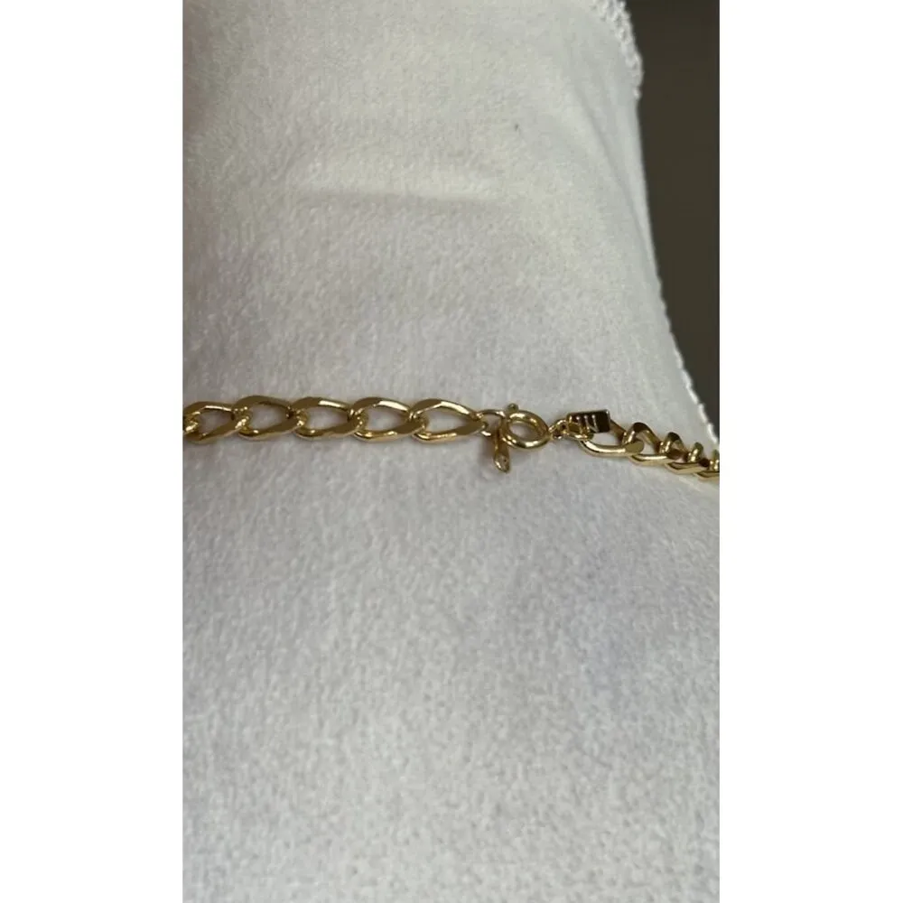 Vintage Gold Tone Curb Link Chain Necklace Signed M - Image 3