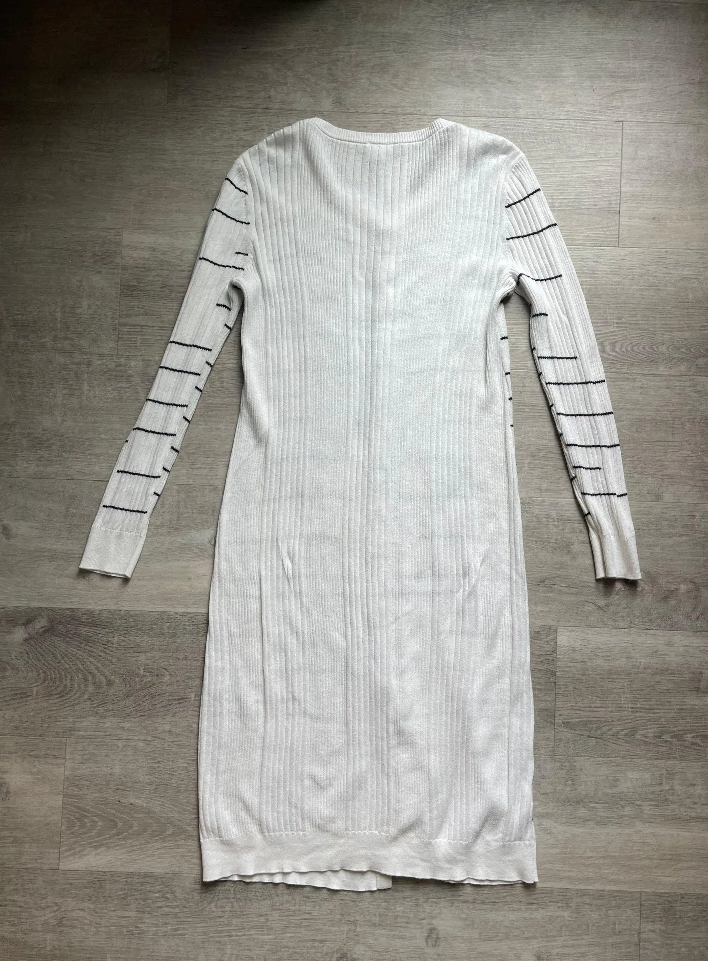 Dash Stripes Ribbed Midi Cotton Blend Cardigan Size S - Image 8