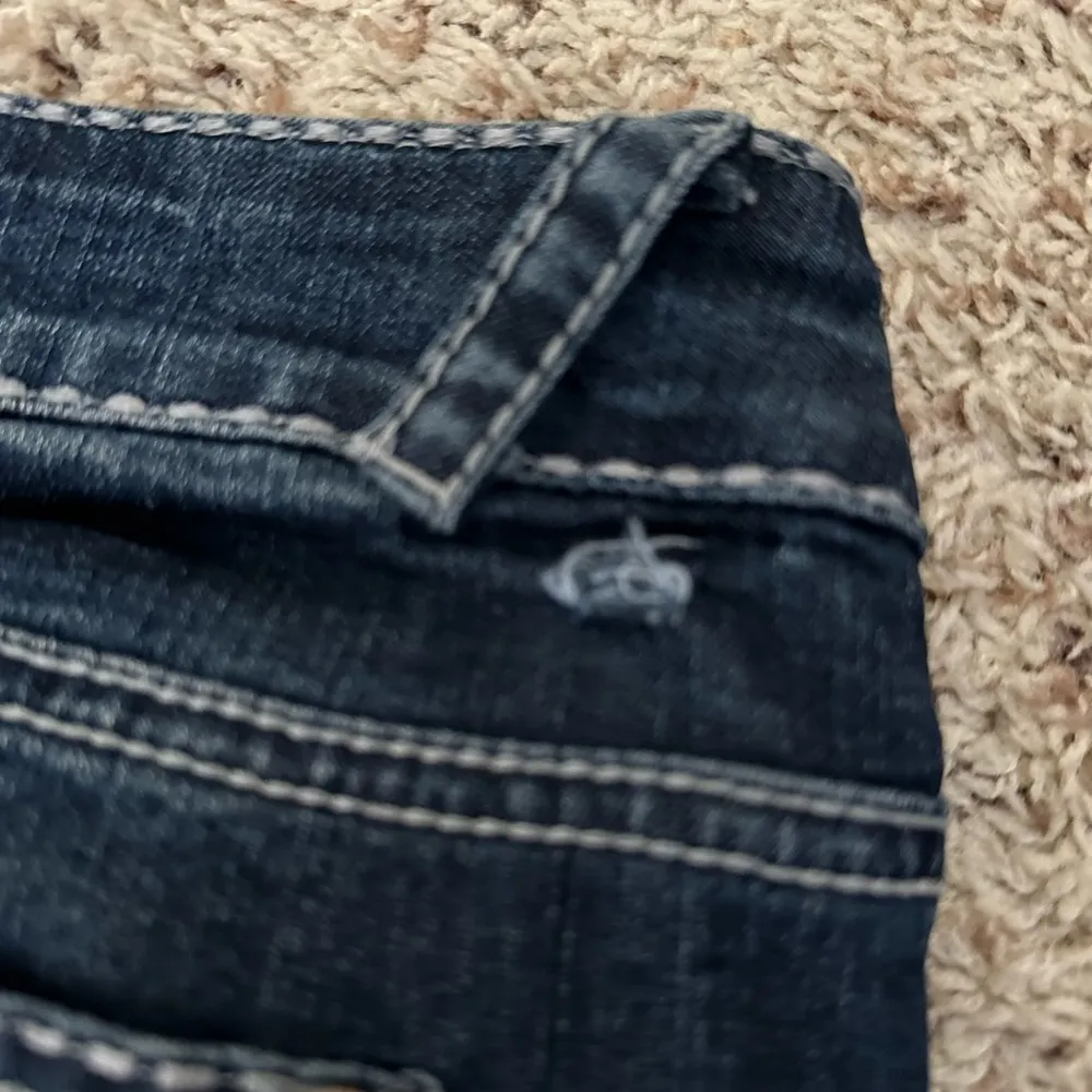 Women's PAPAYA PREMIUM Dark Wash Distressed Denim Western Bejeweled Jeans Cotton - Image 7