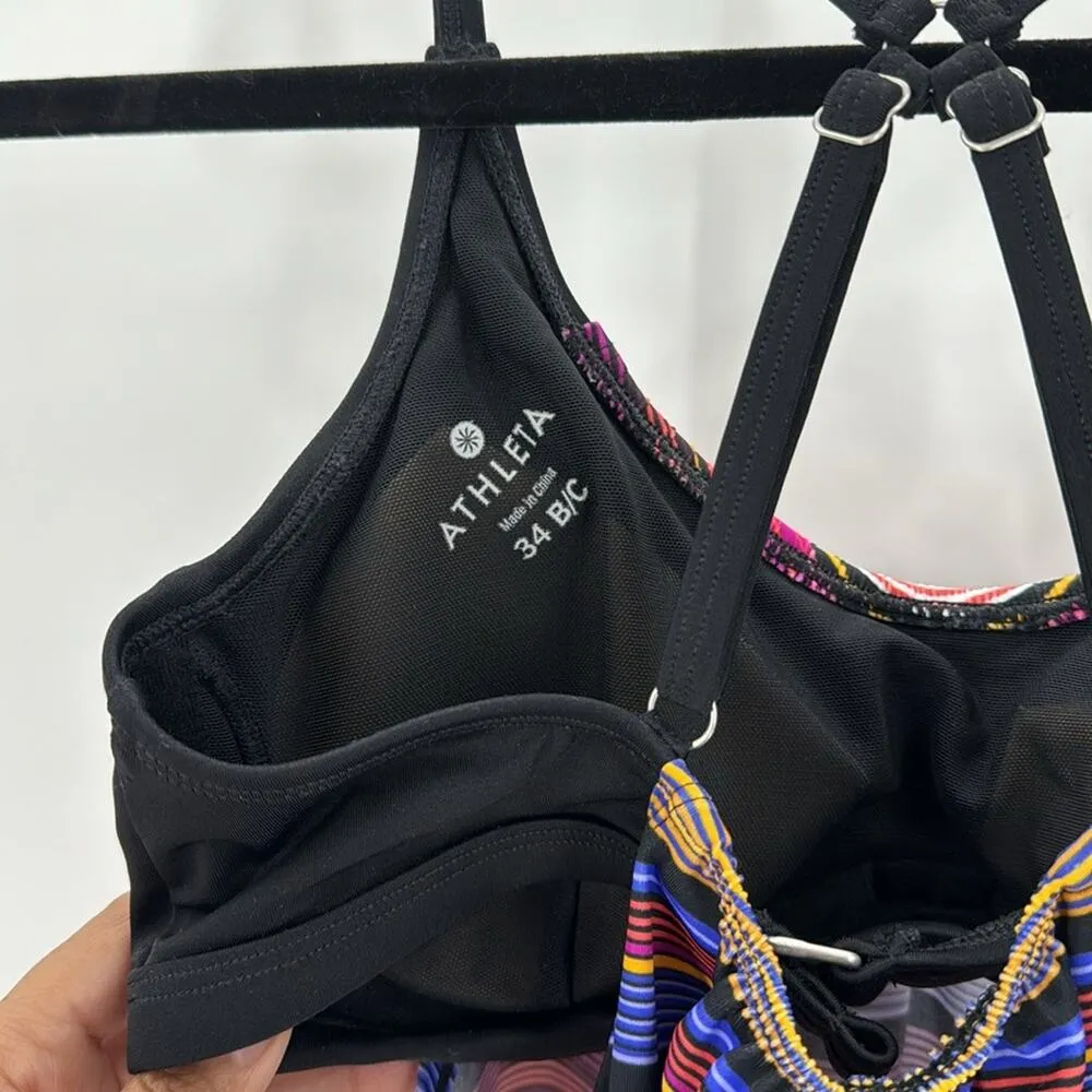 ATHLETA CAPRI STRIPE TANKINI TOP MULTI COLOR SIZE 34B/C swim vacation lake - Image 7