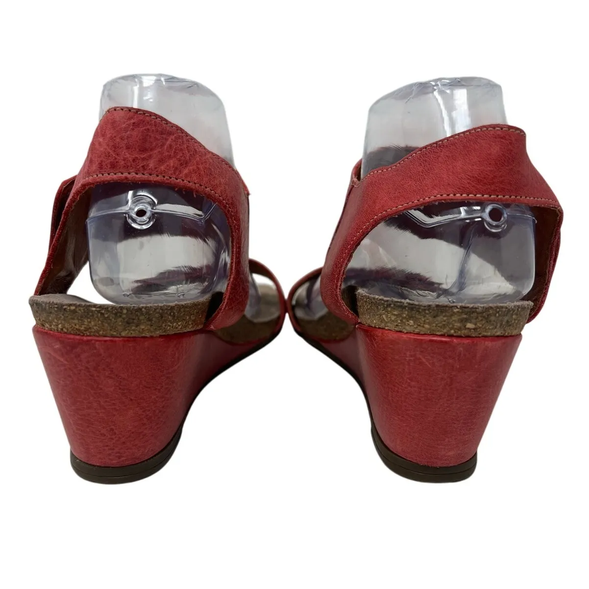 Taos Carousel Red Leather and Gold Wedge Comfort Sandals EU 41 Size 10 - Image 4