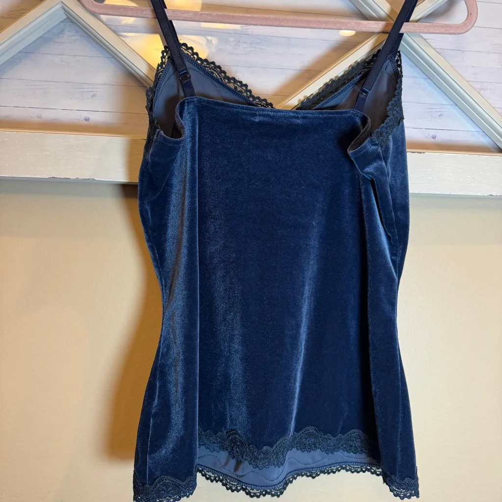 APT. 9 Strappy Tank Crop Top Cami  Stretch Velvet Lace Vintage Y2K Size: M USA - Image 4