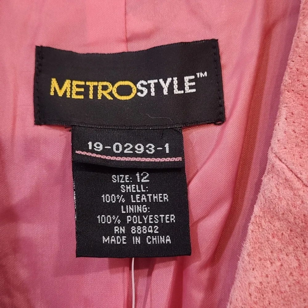 Metrostyle Pink Barbiecore Shaped Suede Jacket Size 12 - Image 8