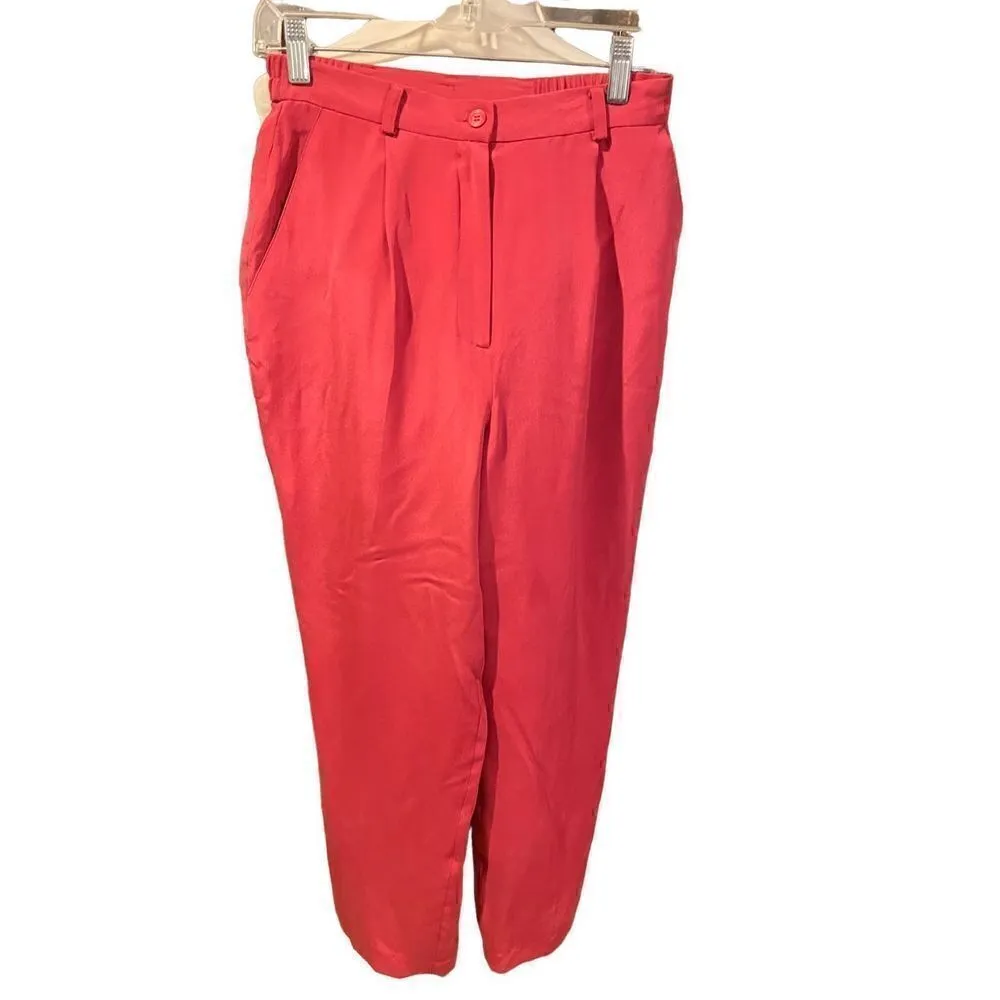 Style & Co. Women's Straight Leg Pants Silk Pleated Lined Pink Salmon Size 6P-EU - Image 8