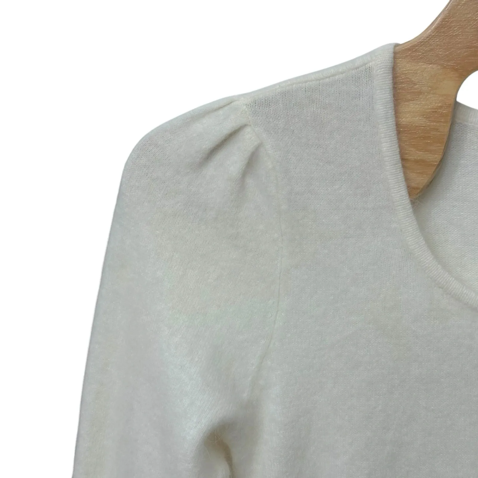 Mossimo Angora Rabbit Hair Ribbed Knit Sweater LS Women's Size XL Ivory NWT - Image 3