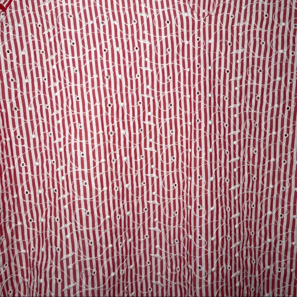 Zara • Basic • Mini Dress • XS • Red & White • Embroidered Floral • Ruched Dress - Image 10