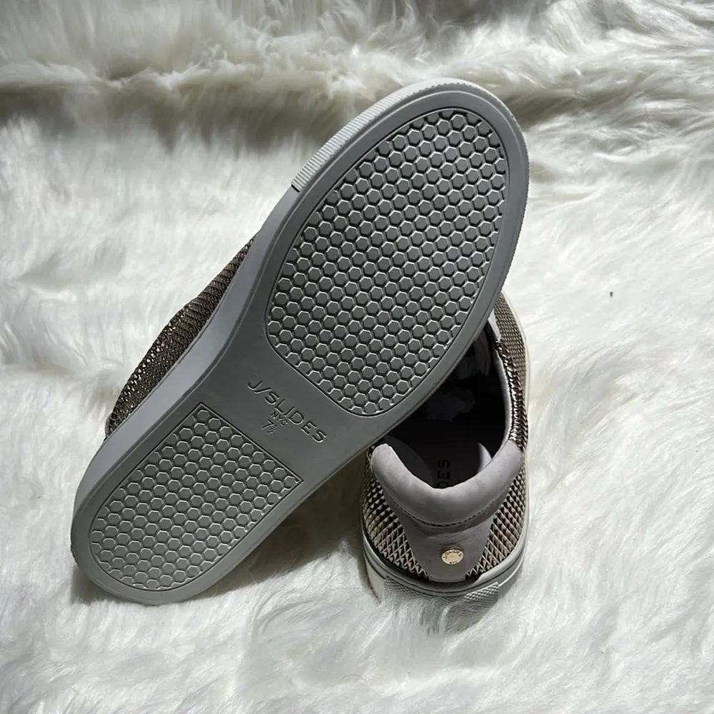 J/Slides Gold Hilton Leather Platform Sneaker. Size 7.5. B69 White - Image 10