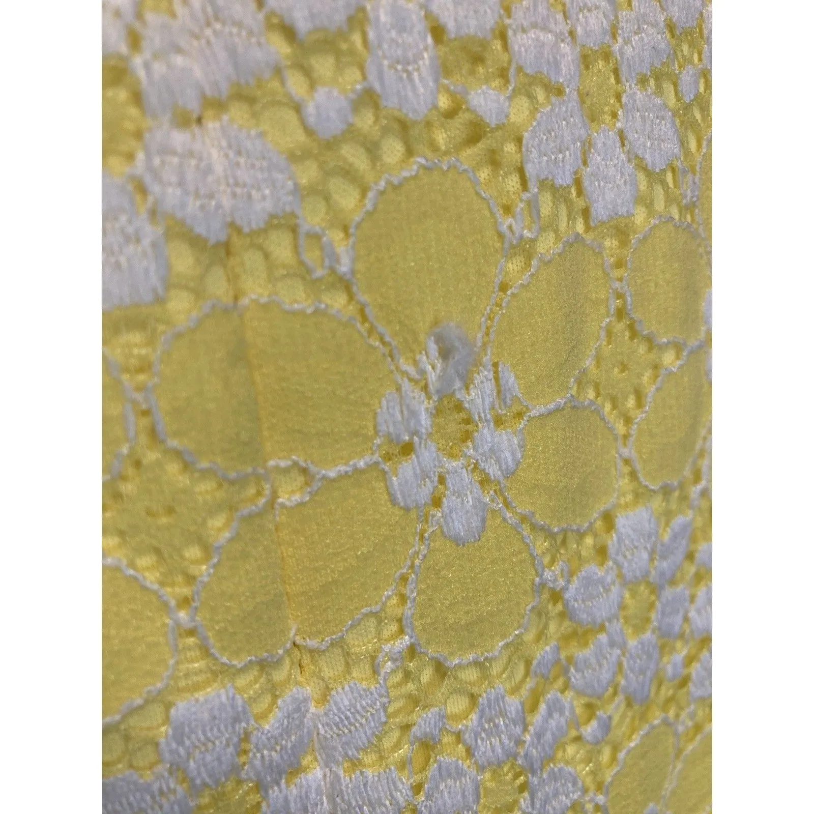 Coquette Yellow Floral Lace Dress Womens 16 Sheath Mini Whimsical Easter Kawaii - Image 7