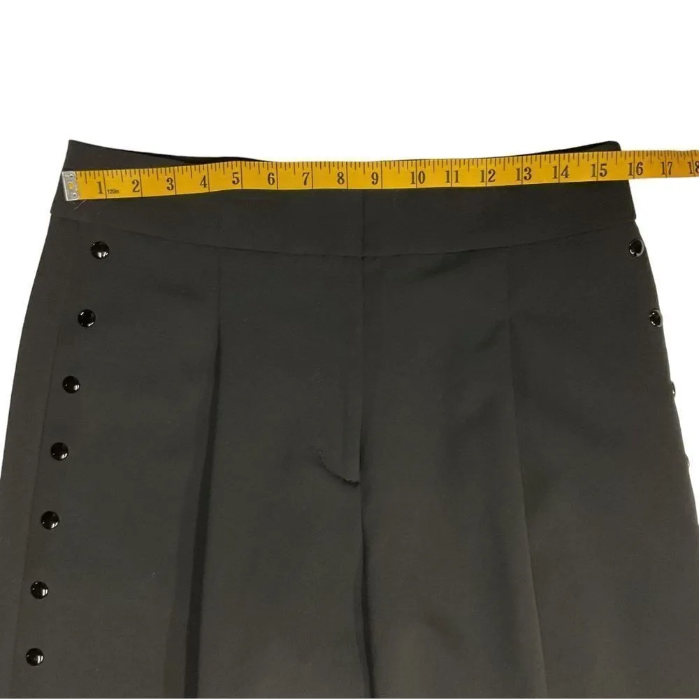 Donna Karan‎ DKNY Black Wide Leg Studded Cropped Pants Size 10 Stretch Pleated - Image 6