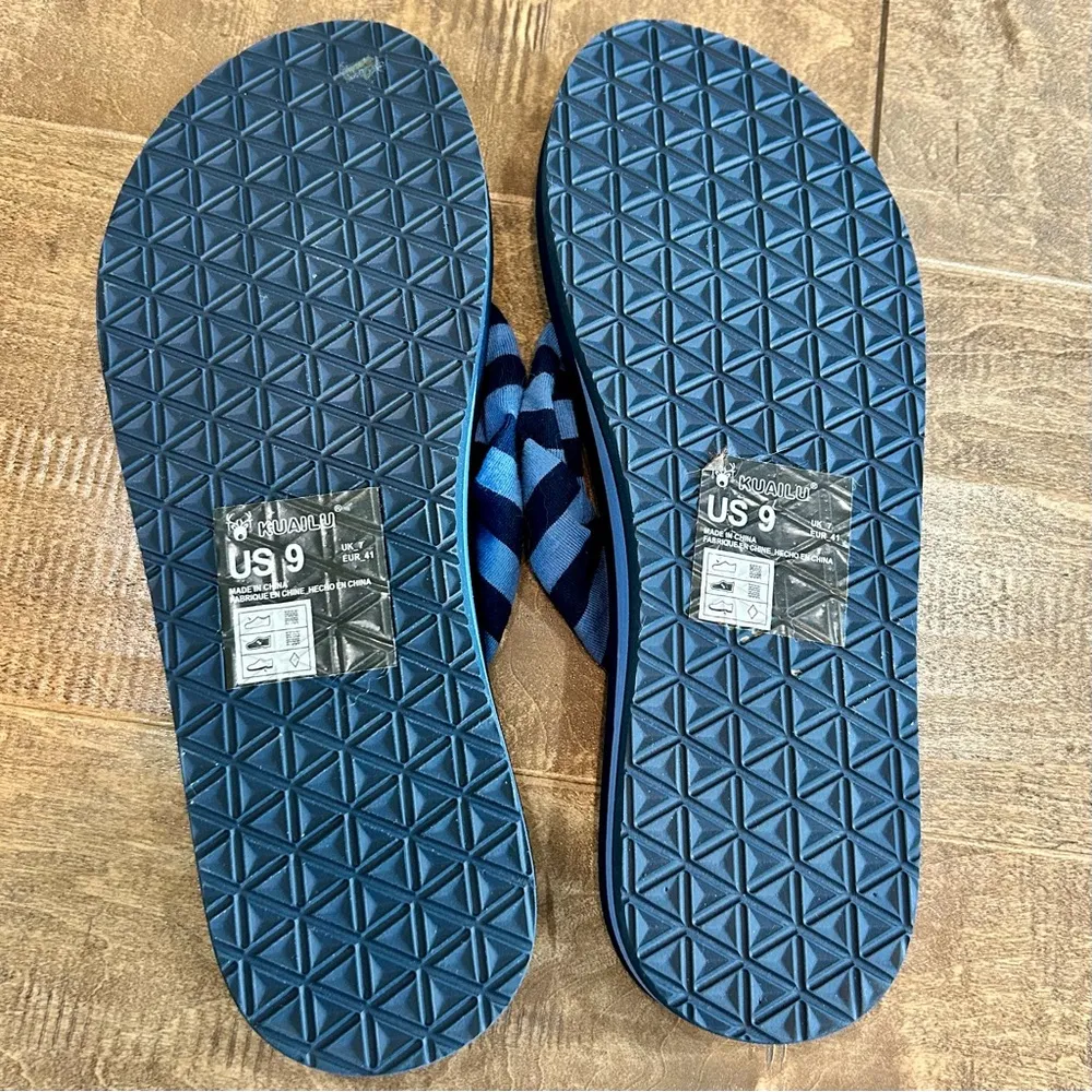 Kuailu Women’s Foam Fabric Flip Flops Blue Size 9 NEW Casual Summer Vacation - Image 7