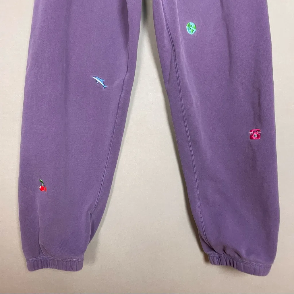 Teddy Fresh Joggers Everything I Love Sweatpants Embroidered Icons XL Purple - Image 4