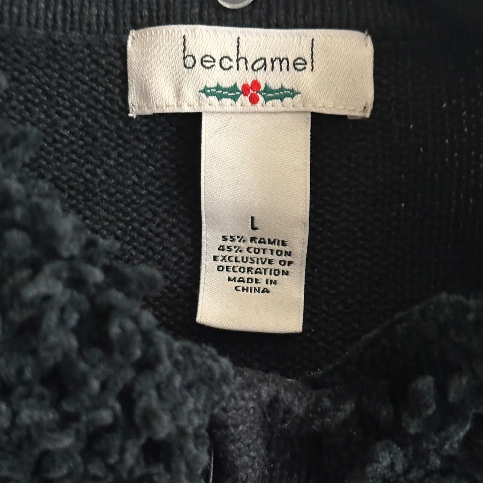 BECHAMEL Womens Ugly Christmas Vest Sweater Full Zip Size L Festive Ho Ho Ho Black Size L - Image 4