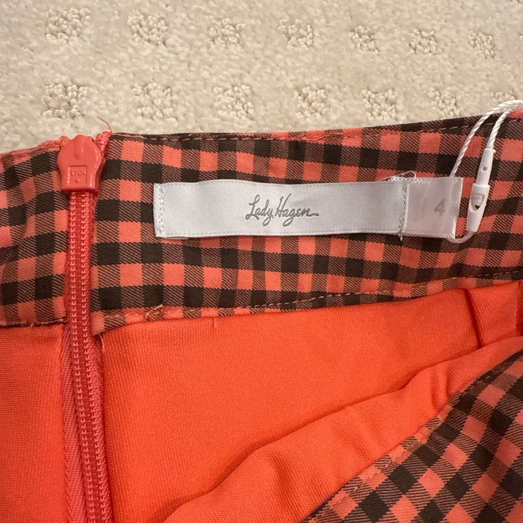 Lady Hagen Mixology Gingham Skort Georgia Peach Checkered Size 4 NWT Golf Skirt - Image 4
