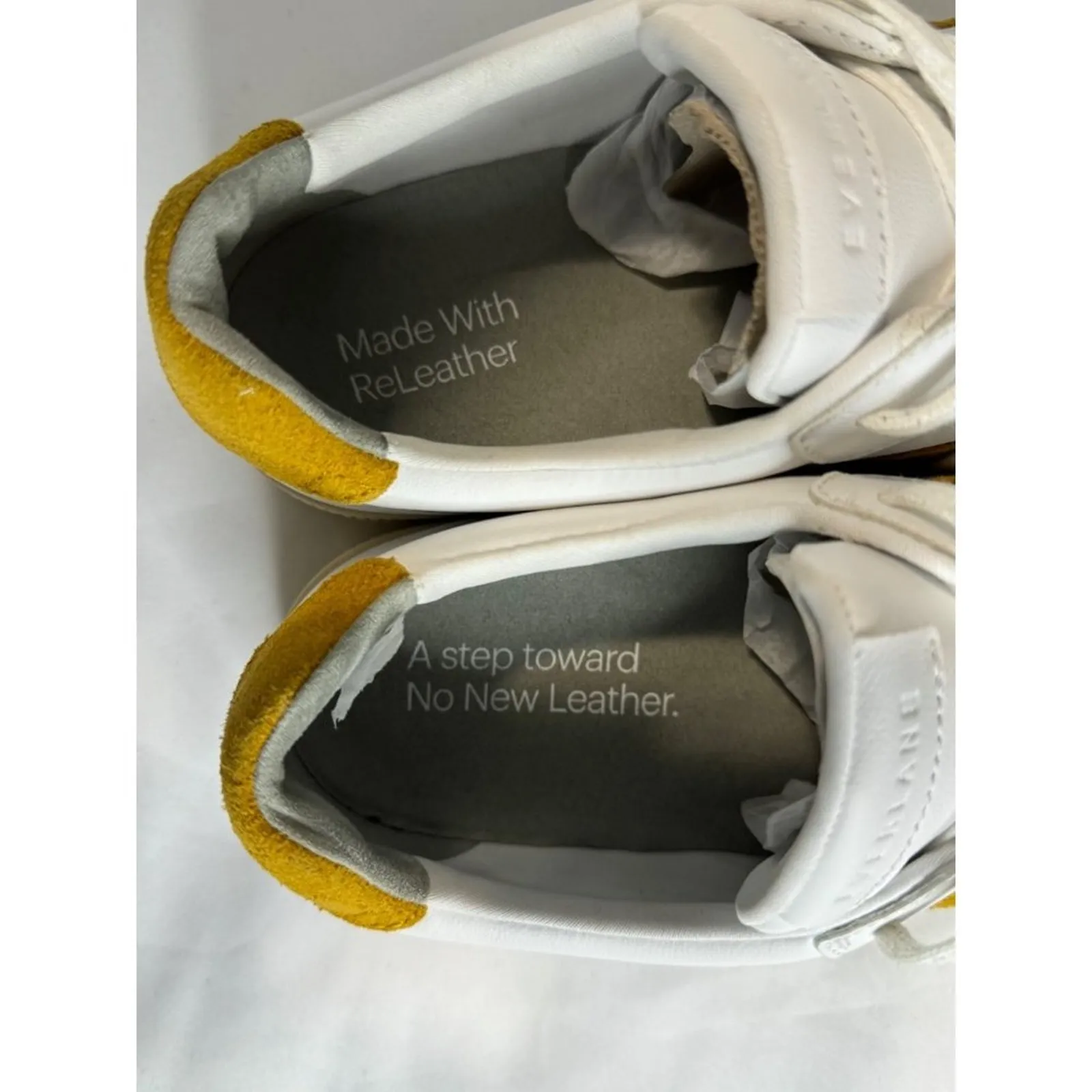 Everlane The ReLeather Court Minimalist Sneaker‎ White Mustard Casual 5.5 NWOB - Image 6