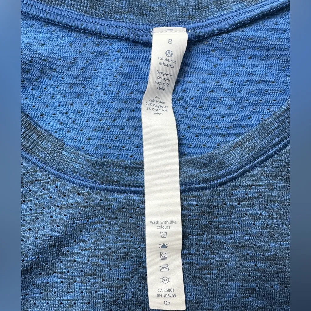 Lululemon Women Cerulean Blue Black Breeze By Muscle Mesh Sleeveless Tank Top 8 - Image 3