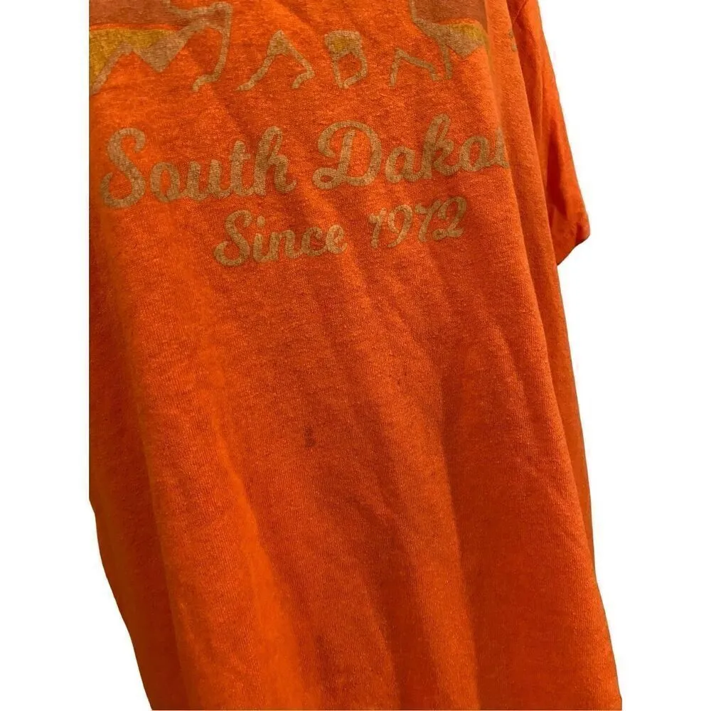 South Dakota Bear T Shirt Midwest Usa Casual Lounge Orange Size XL - Image 6