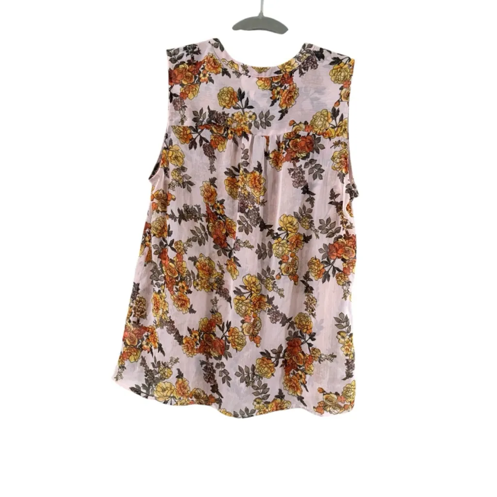 Women's A New Day Floral Sleeveless Blouse M Pink Orange - Image 7