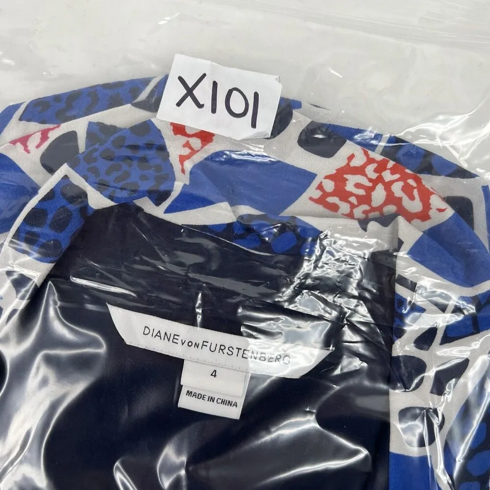 DVF Diane Von Furstenburg Sz 4 Lorelei Two Silk Blouse Button Front Career Work - Image 12