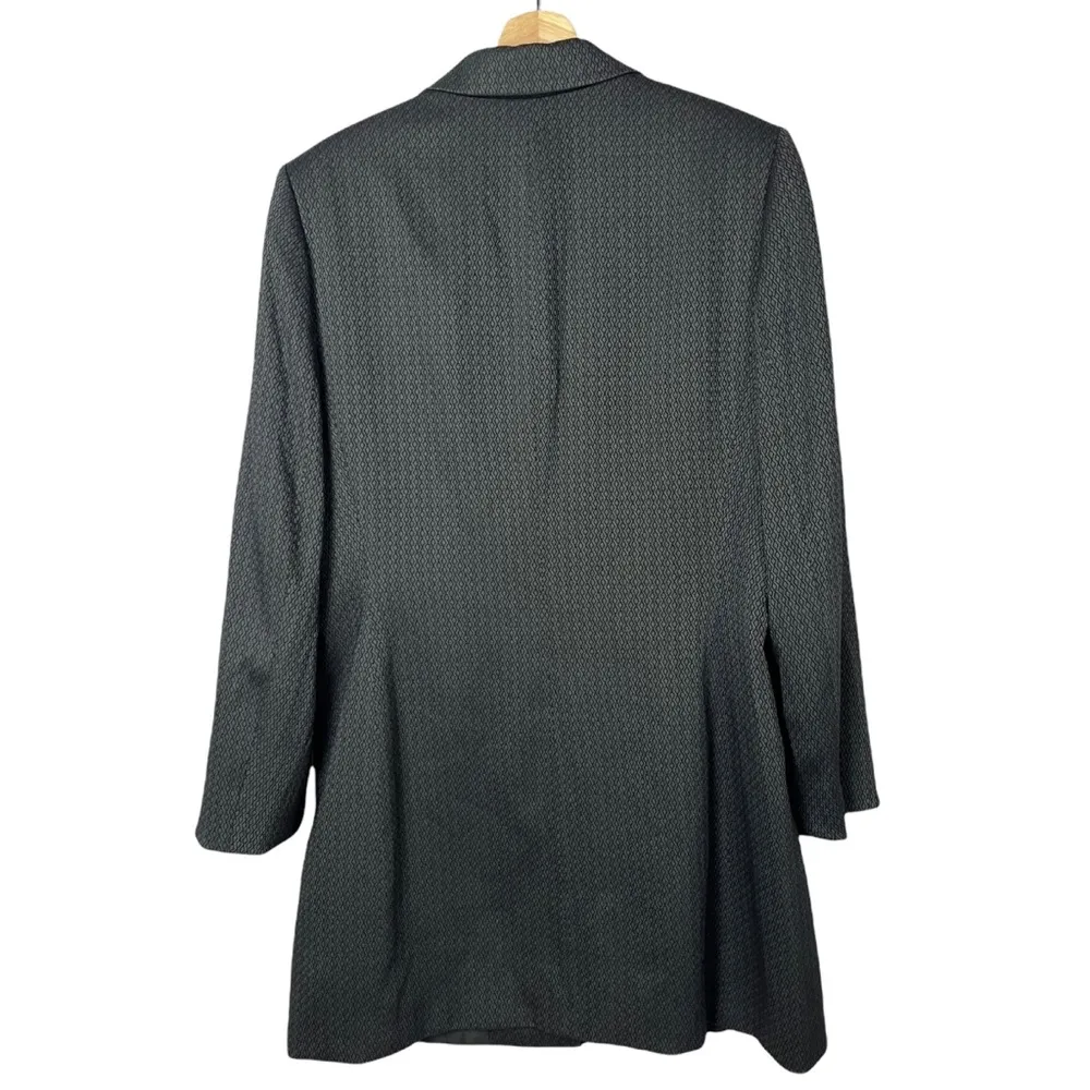 Tahari Dark Gray Jacquard Textured Long Blazer Jacket S - Image 55