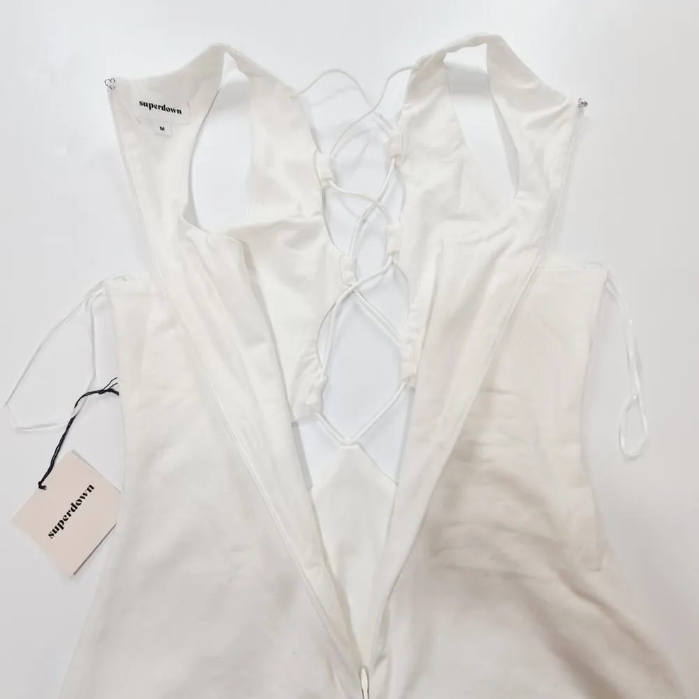 Superdown Dionne Lace Up Dress in White Medium - Image 9