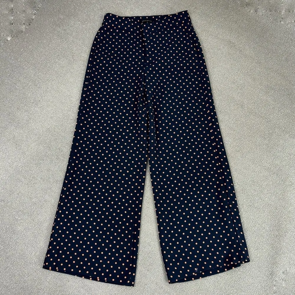 Banana Republic High Rise Wide Leg Polka Dot Pants Blue Tan Size 6 - Image 7
