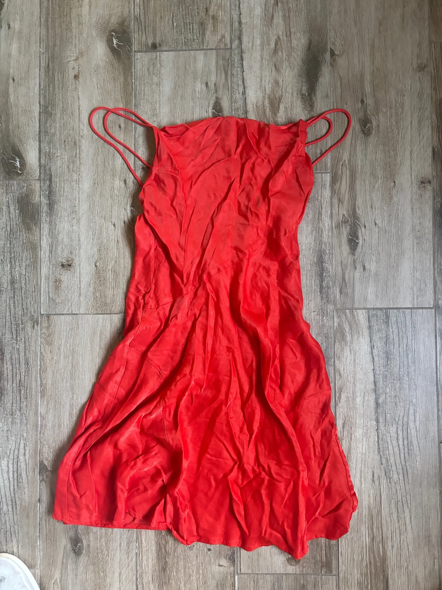 ZARA Dress Mini Orange Satin - Image 2