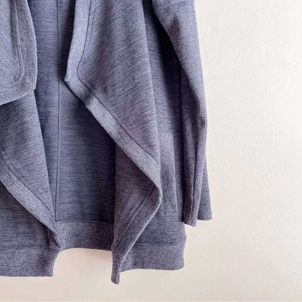 Athleta Blissful Wrap Hooded Cardigan Sweater Open Front Heather Charcoal Grey S - Image 5
