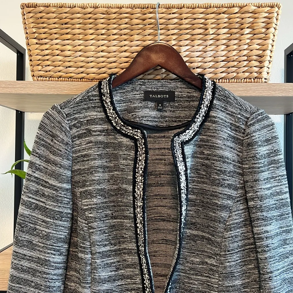 Talbots Structured French Terry Open Front Knit Blazer, M - Image 2