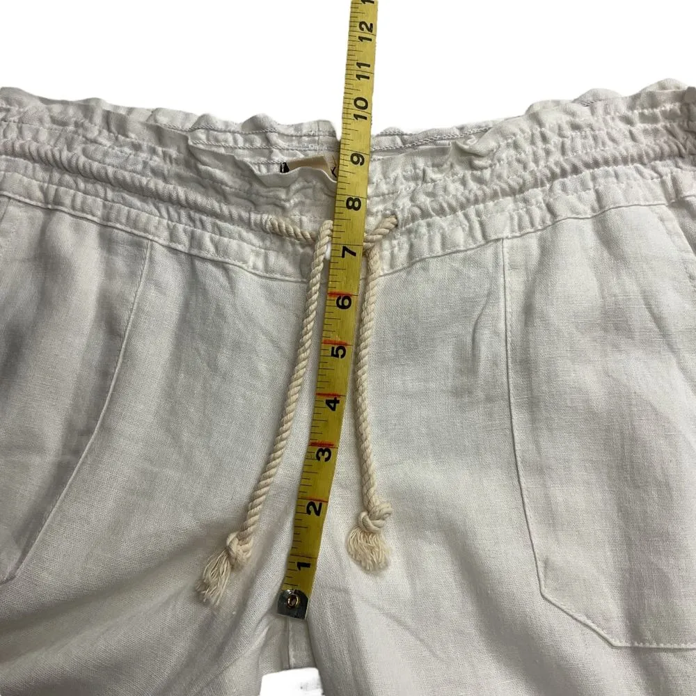 Roxy Women's Oceanside Board Riders‎ Beach Pants Size L Cream Beige Linen Blend - Image 8