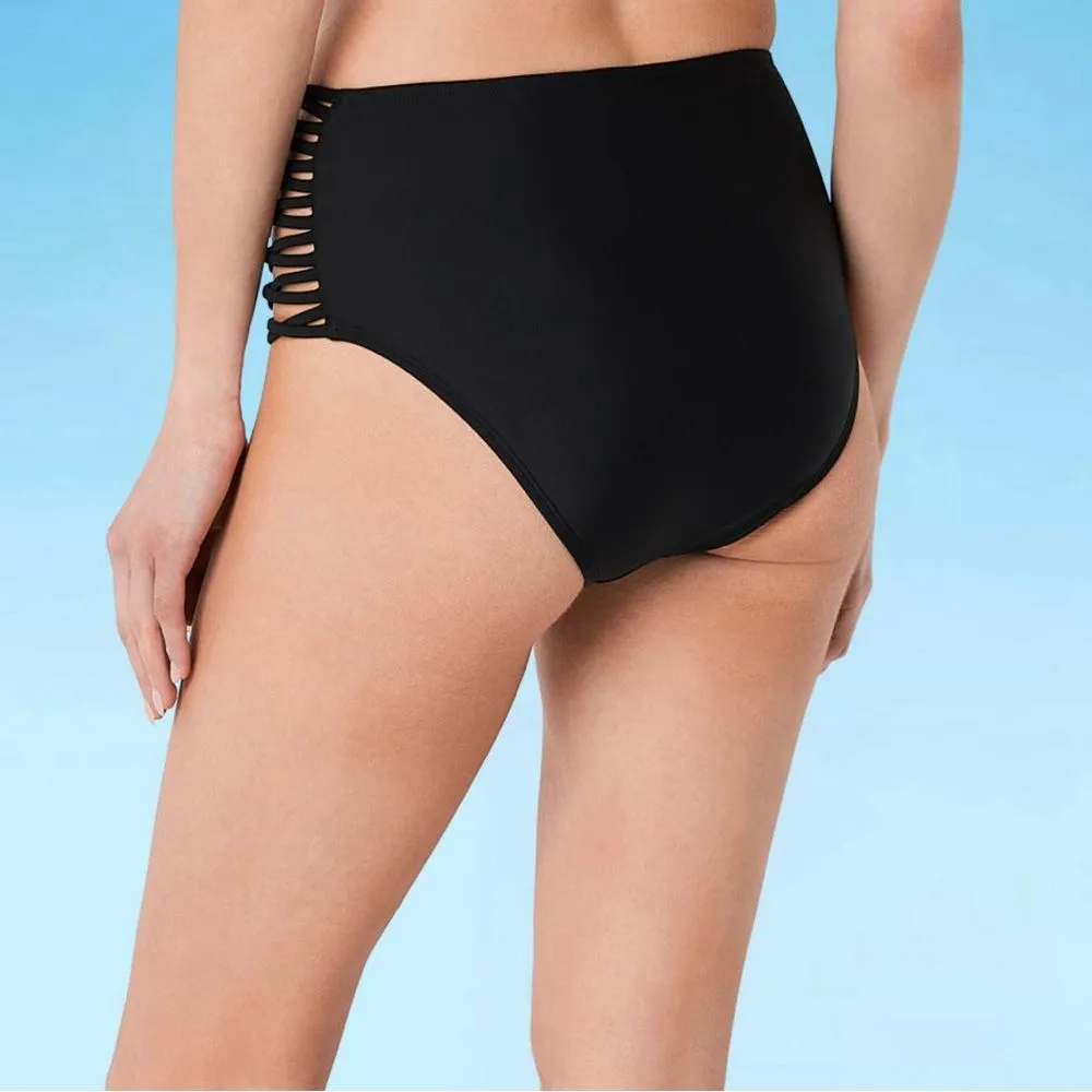 Decree Solid Black Strappy Swimsuit Bottom Juniors Size Large - Image 2