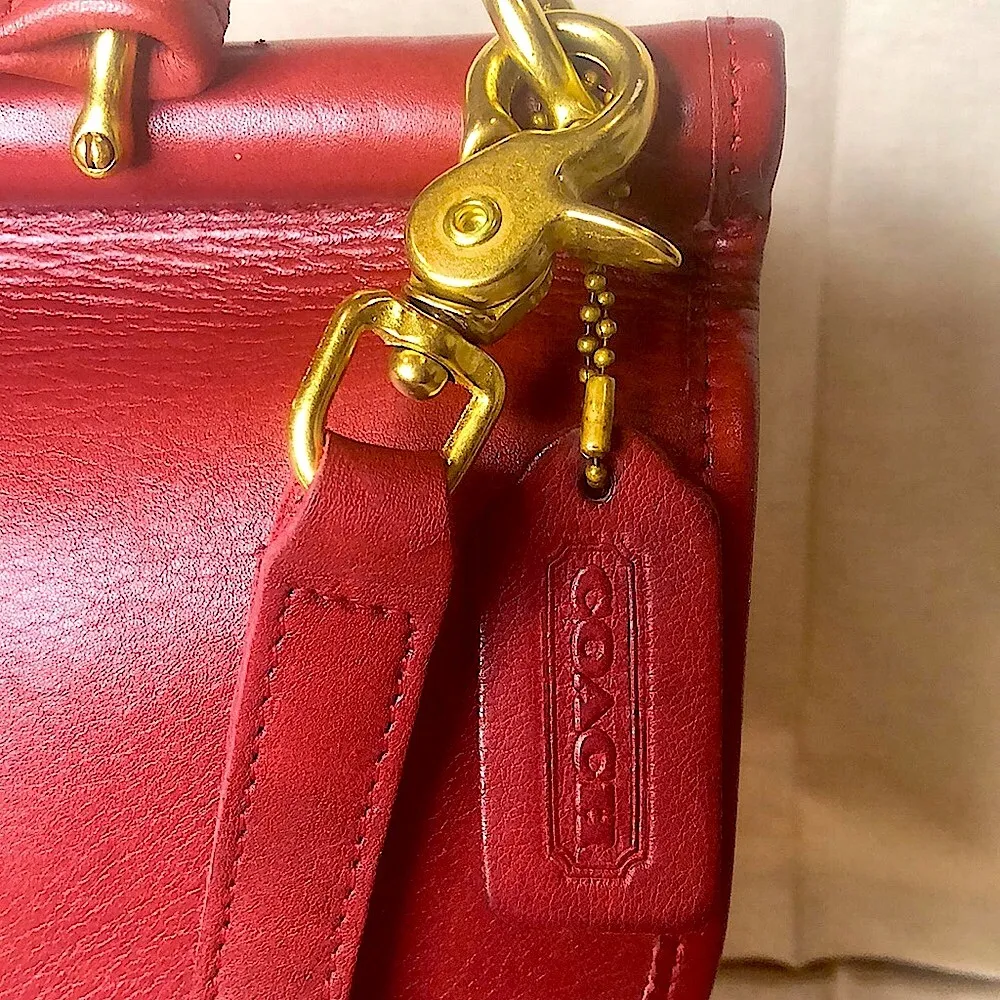 Vintage COACH WILLIS Red Glove Tanned Top Handle Crossbody Bag 9927 USA COA - Image 14