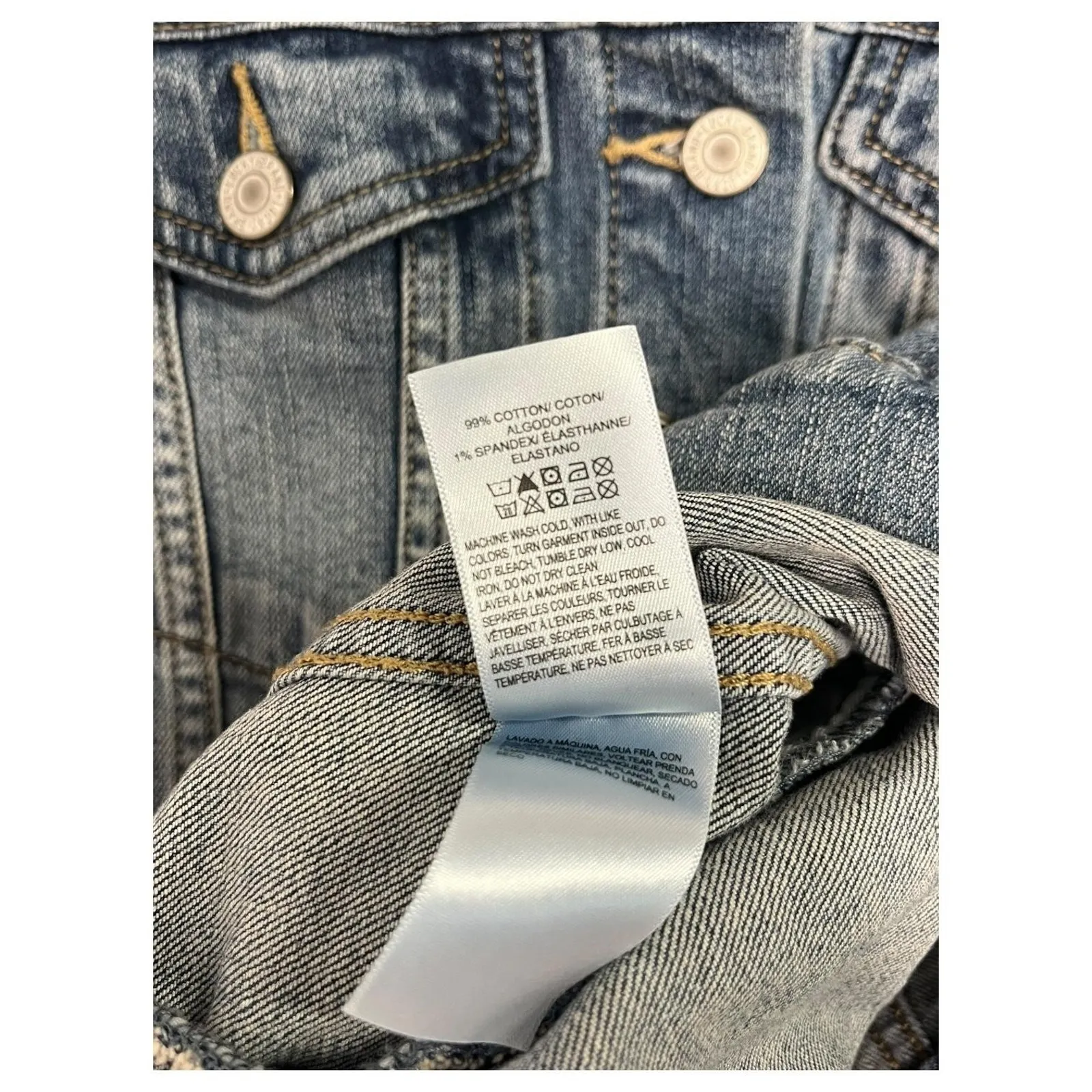 Lucky Brand Denim Jacket Womens Small Blue Button Up Jean Classic Trucker Casual - Image 9