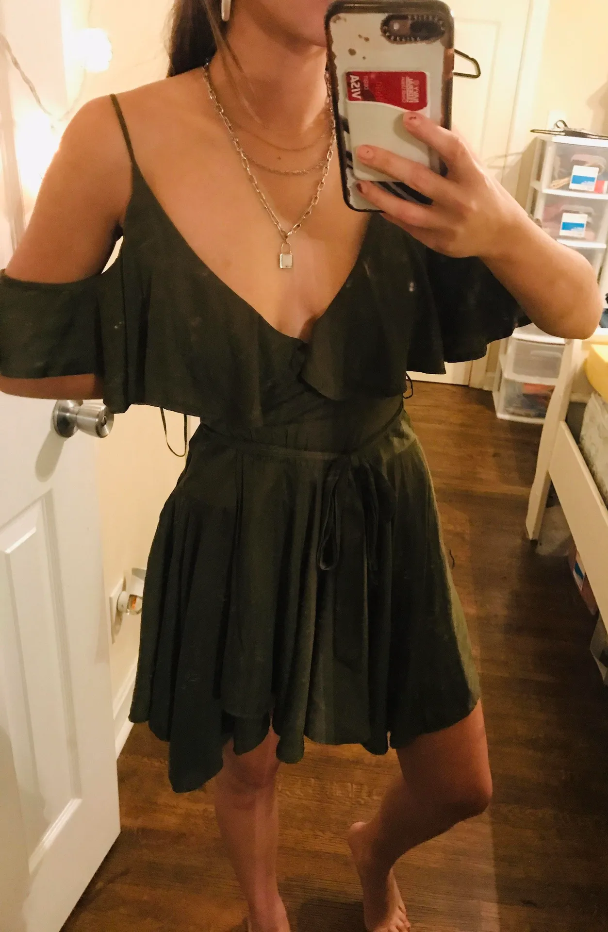 My Kim Collection green satin dress  - Image 3