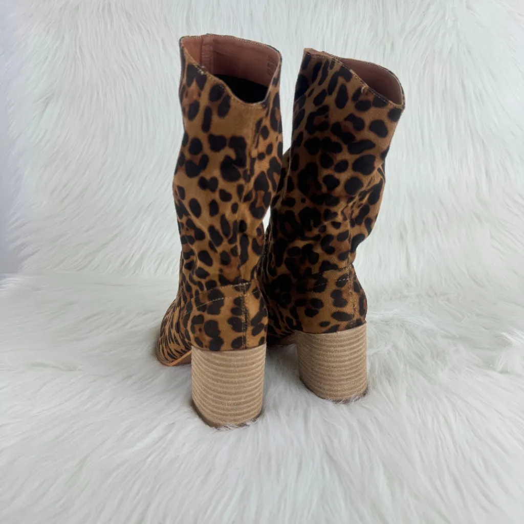 Beast Fashion   New Women's Beast Brooklyn Faux Suede Leopard Print Ankle Boots Brown - Image 9