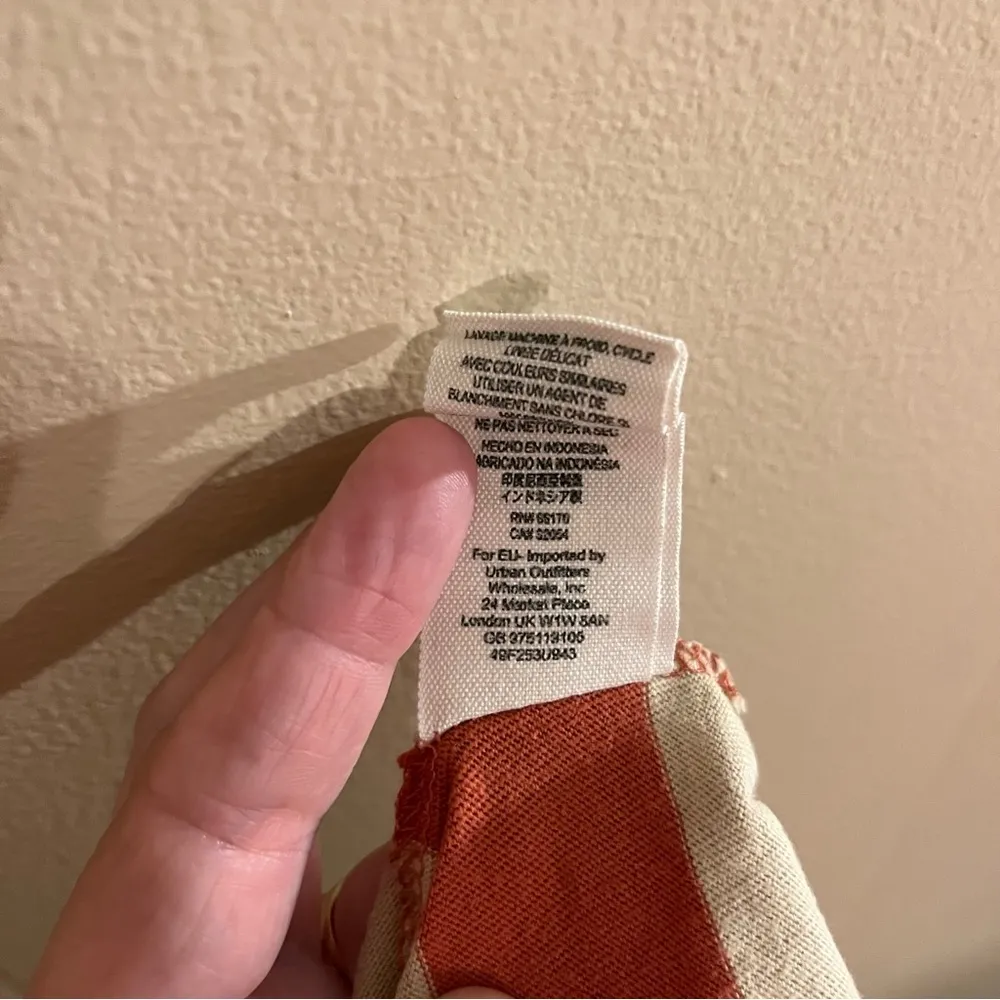 We The Free Free People Red and Tan Striped Turtleneck Peplum Blouse - Image 6