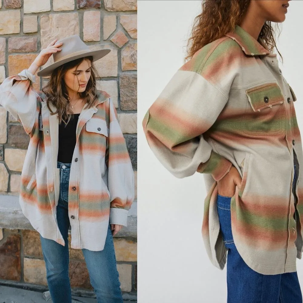 NEW Free People Ruby Earthgirl Gronolacore Shacket Marzipan Combo Sz Large $178 - Image 5