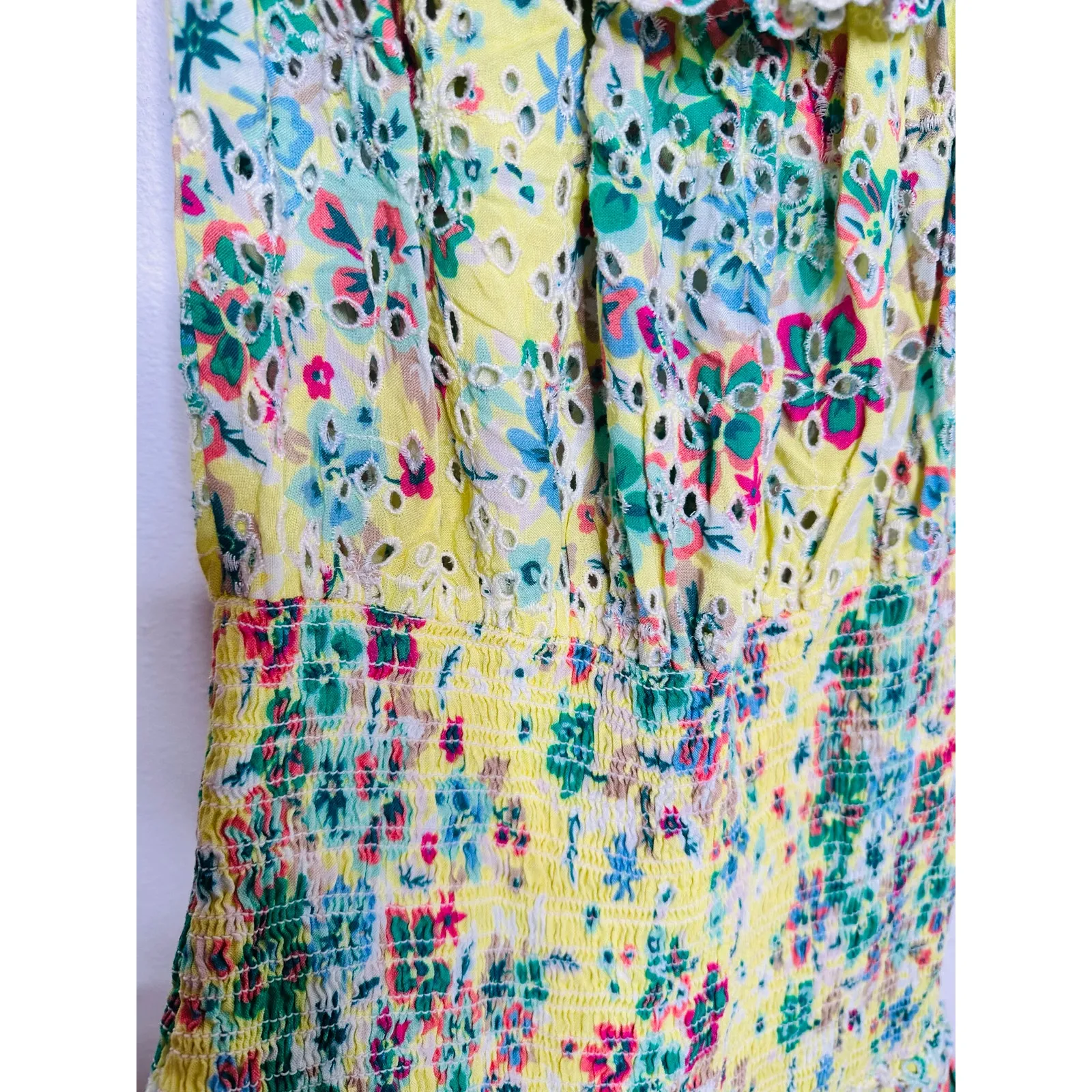 RAMY BROOK Yellow Floral Off-The-Shoulder Ruffles McKenna Dress size Large - Image 5