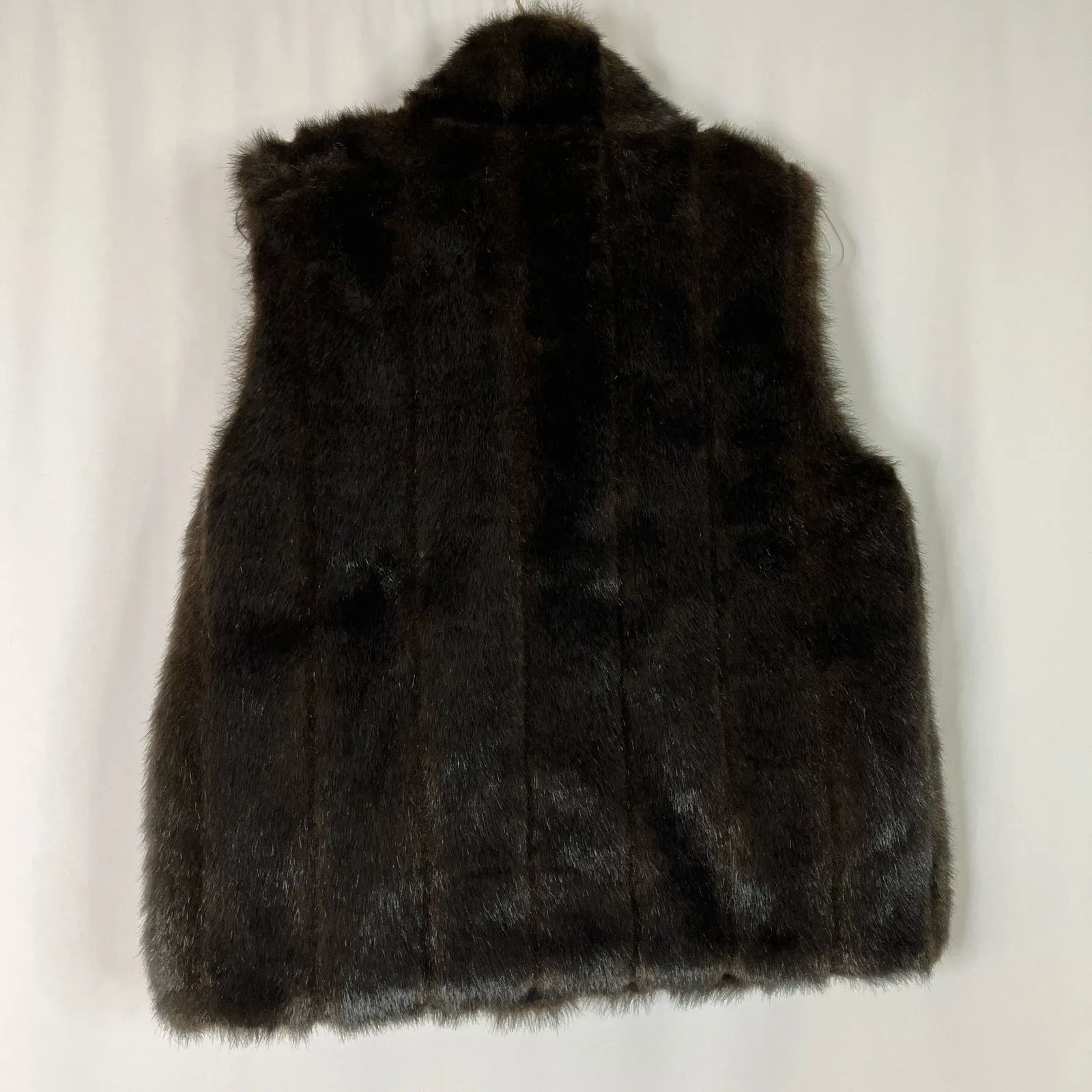 Gallery | Faux Fur Reversible Vest Black Brown Modacrylic Blend Full Zip Large - Image 3