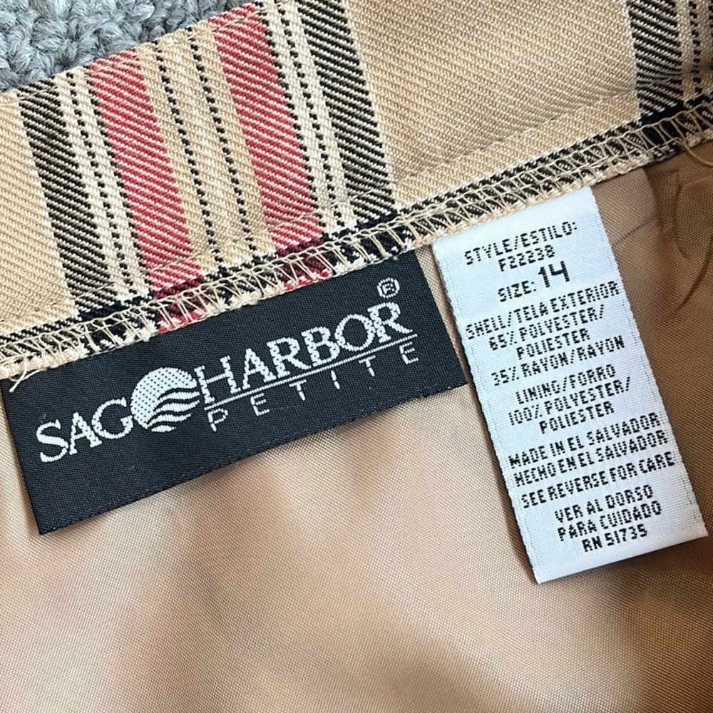 Vintage Plaid Skirt Sag Harbor Petite Brown Red 8 10 12 14 Tan - Image 3