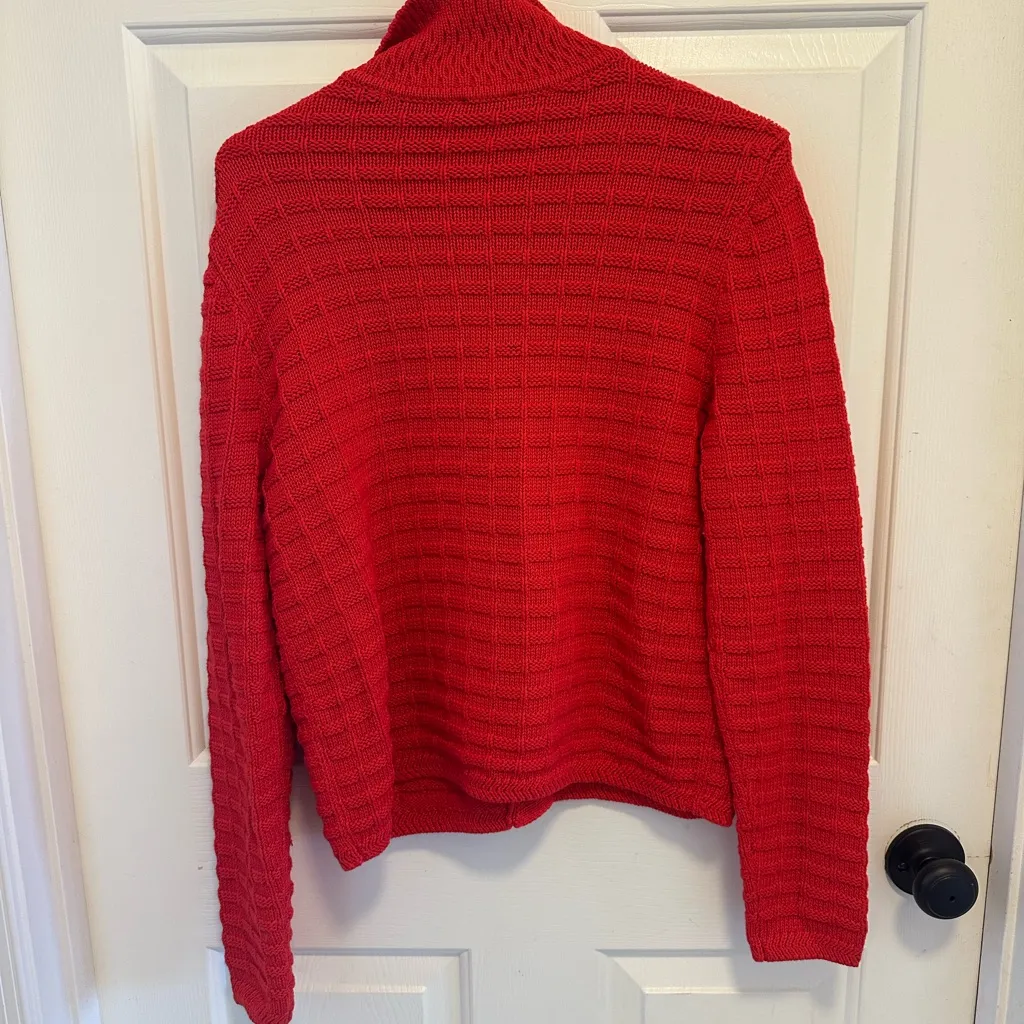Talbots Textured Polo Cardigan Red Size Medium - Image 3