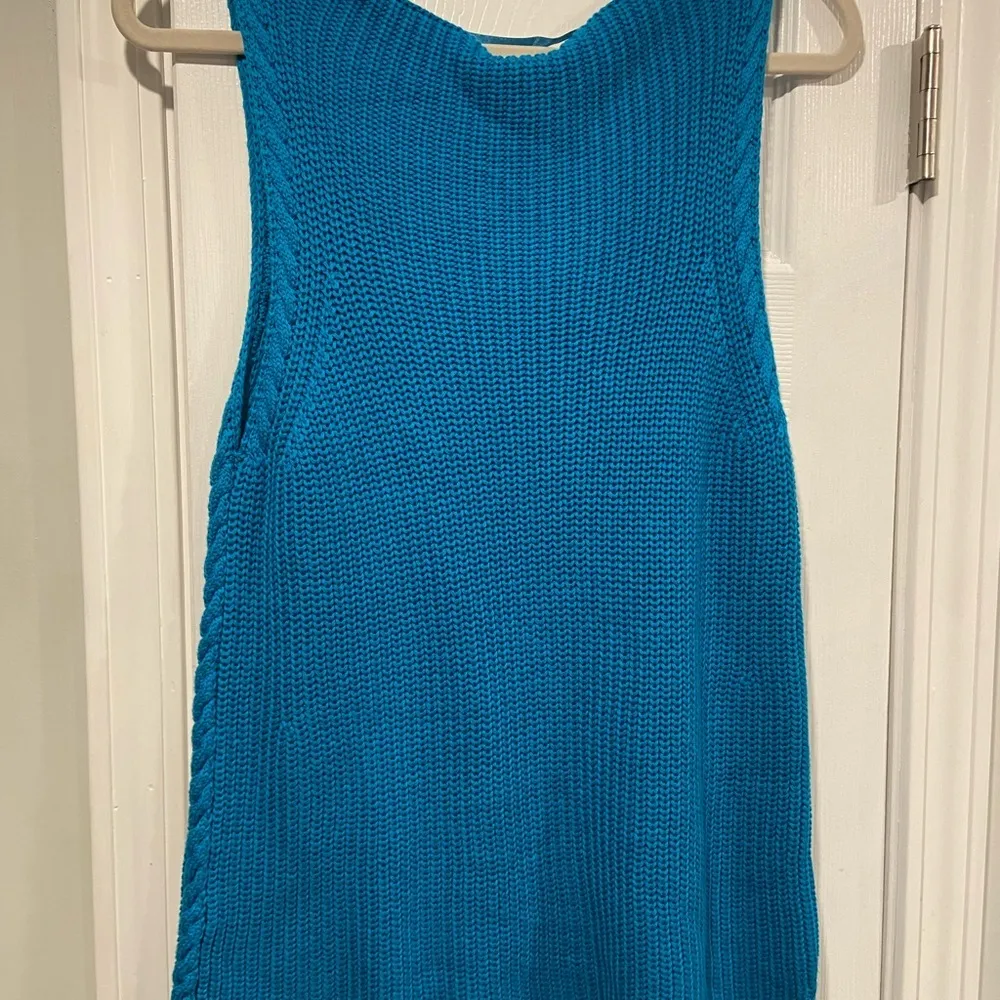 NWT Cupio Size XL Scoop Neck Sleeveless Cotton Teal Blue Knit Vest Top Cotton - Image 10