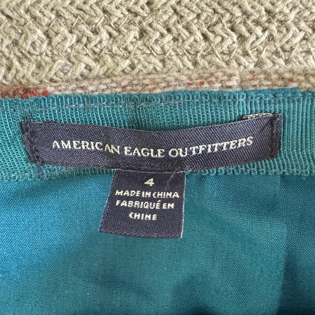American Eagle Outfitters Blue Tan Gray Western Aztec Wool Acrylic Mini Skirt 4 - Image 3