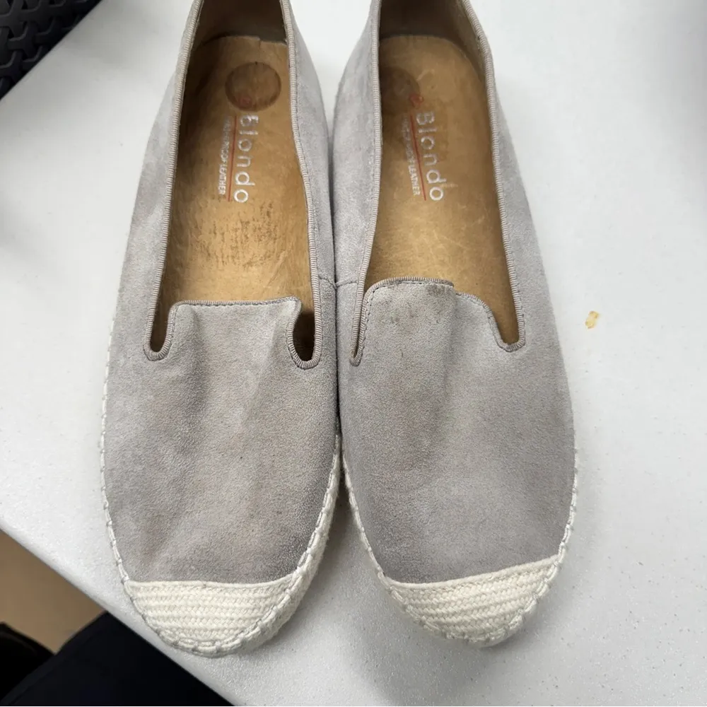Blondo Grey Suede Leather Slip On Espadrille Flats Womens 8.5 Beachy Casual Shoe - Image 8
