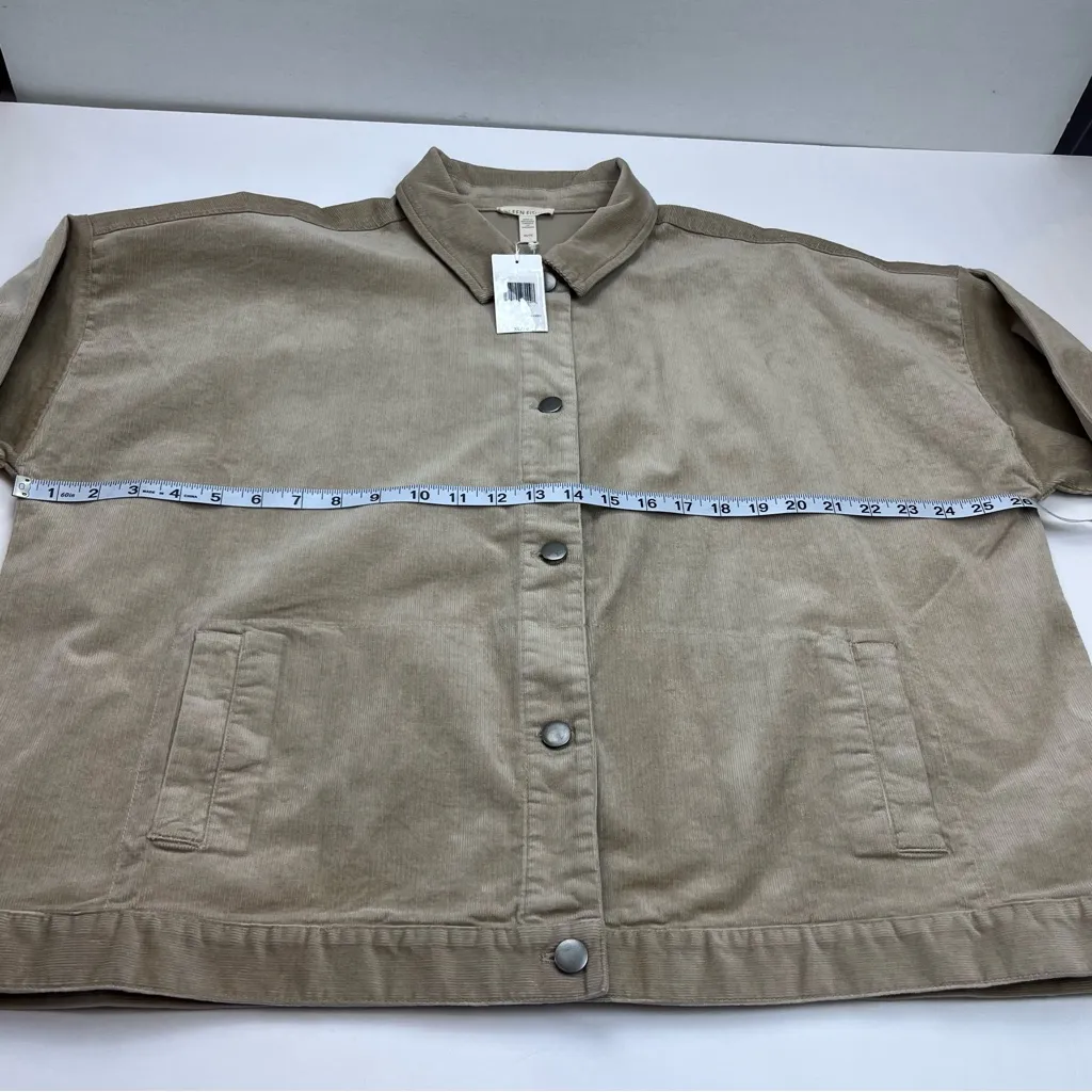 Eileen Fisher Classic Button Front Corduroy Jacket‎ Maple Oat Khaki Women XL NEW - Image 5