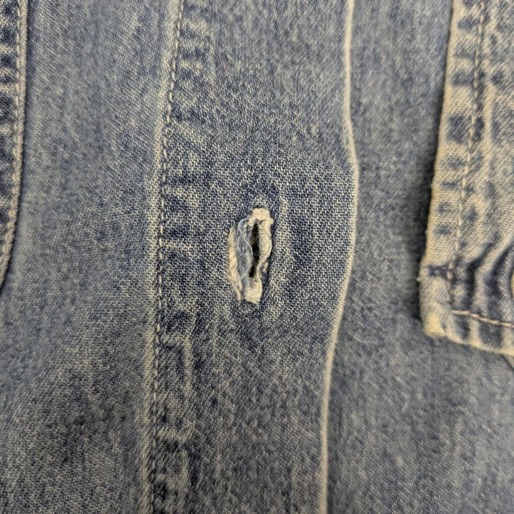 Ladies' Vintage Super Soft Distressed Jean Shirt Medium - Image 5