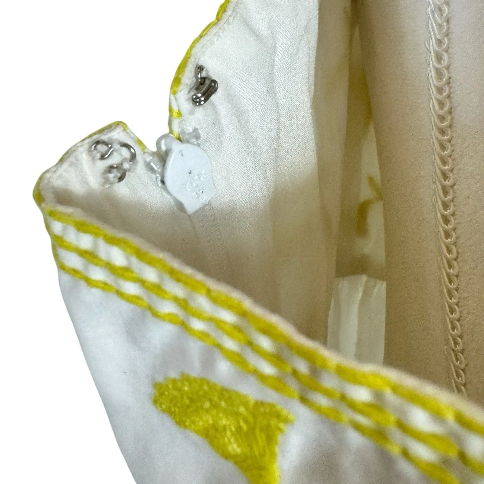 Ann Mashburn Embroidered Tiered Midi Dress XL White Yellow Cottage Tea Party NWT - Image 7