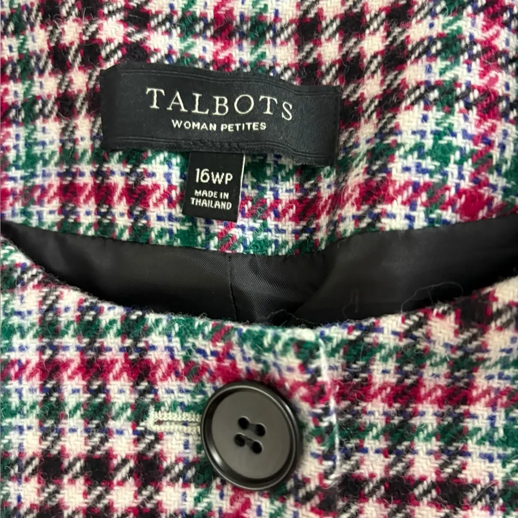 Talbots Wool Blazer Jacket Houndstooth Plaid Preppy Pockets Womens 16WP NWOT - Image 7