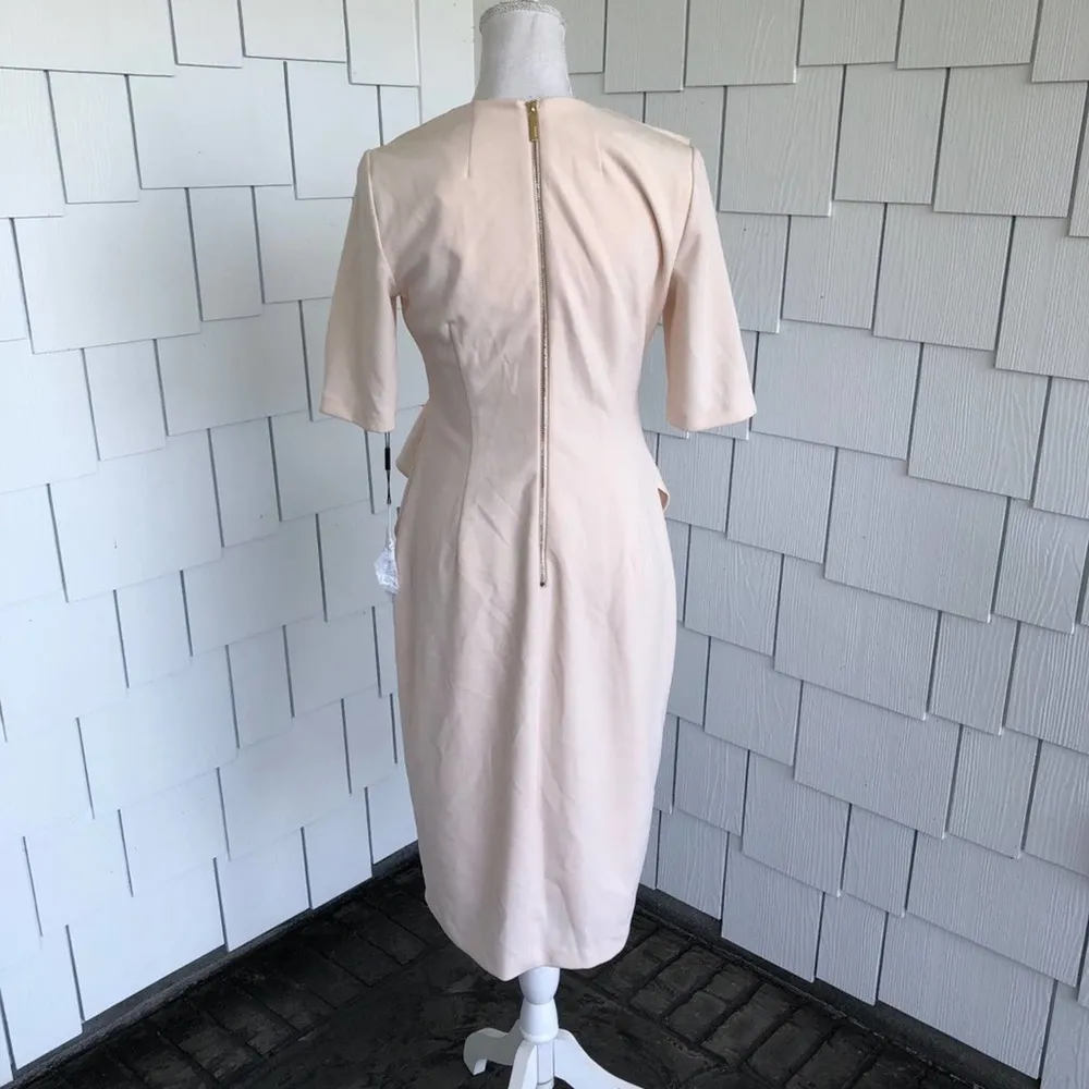 Calvin Klein Women's Pink Surplice V-Neck Half Sleeve Ruffle Cocktail Dress sz 4 - Image 5